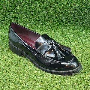 Franco Sarto Carolyn Low SIZE 8 Men's Patent Tassel Loafers Dress Shoes Black